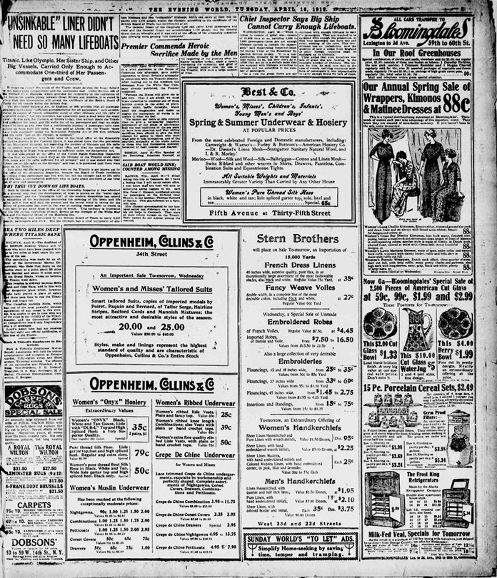 The Evening World du 16/04/1912
